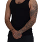 Black Cotton Sleeveless Men T-shirt