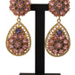 Gold Crystal DG SICILY Clip-on Jewelry Dangling Earrings