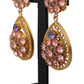 Gold Crystal DG SICILY Clip-on Jewelry Dangling Earrings