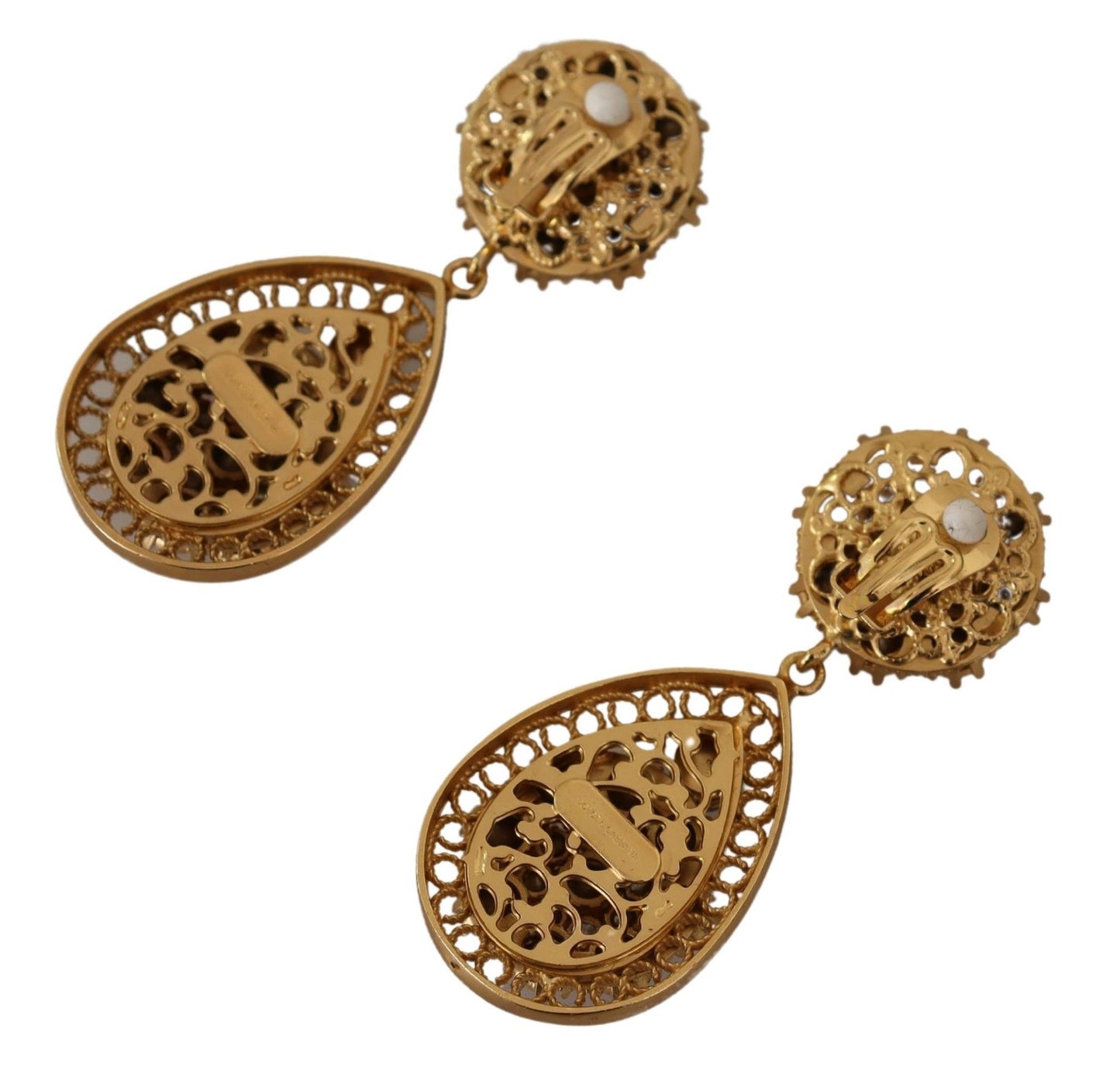 Gold Crystal DG SICILY Clip-on Jewelry Dangling Earrings