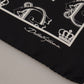 Black DG Crown Print Square Handkerchief