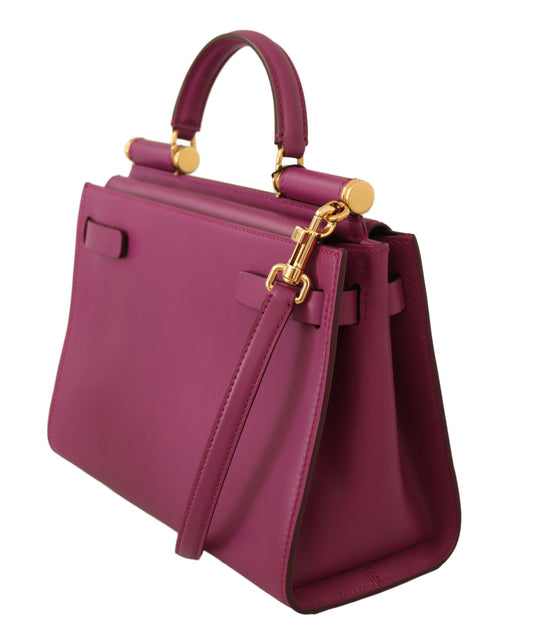 Elegant Purple Leather Sicily Shoulder Bag