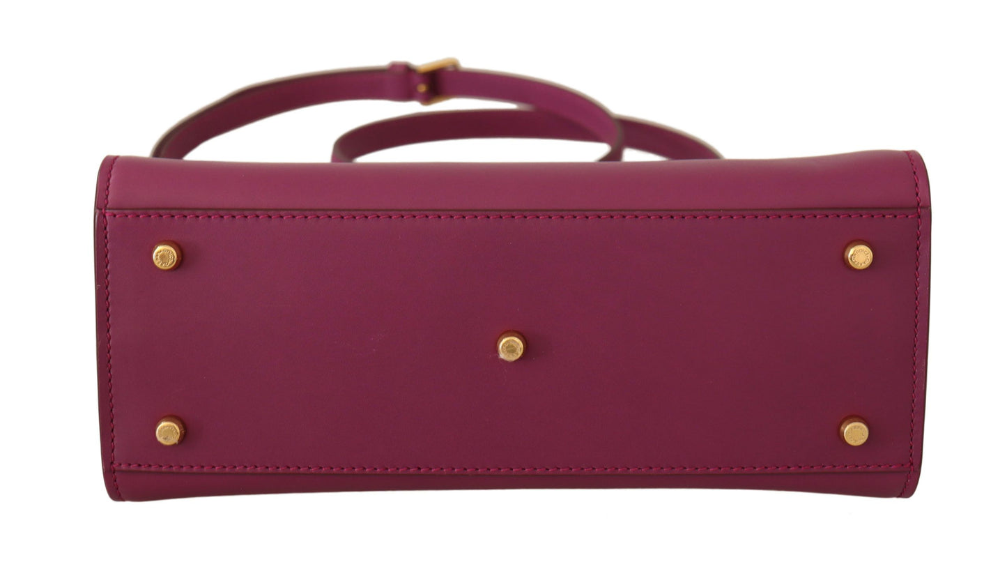 Elegant Purple Leather Sicily Shoulder Bag