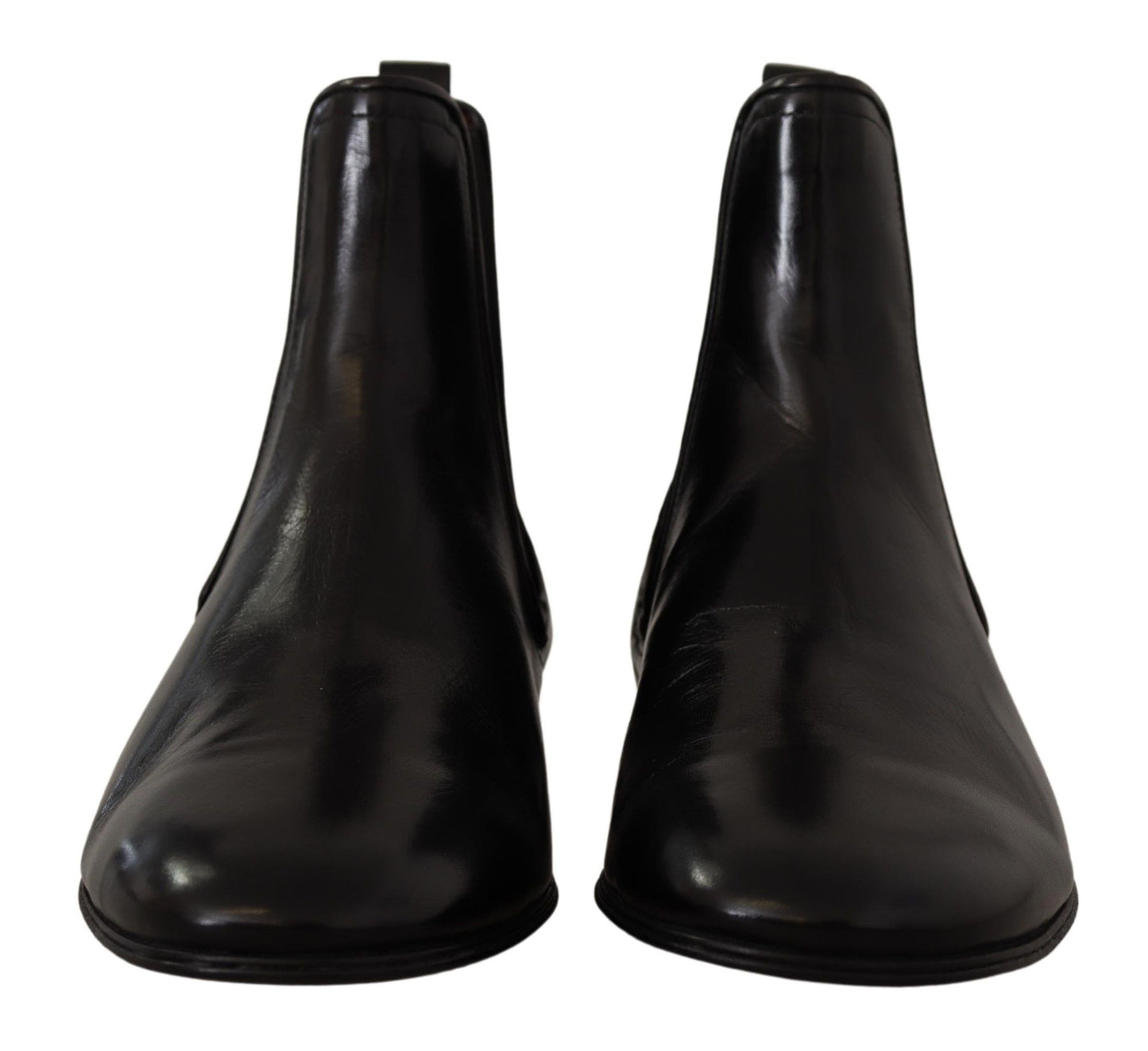 Elegant Derby Slip-On Leather Boots in Black