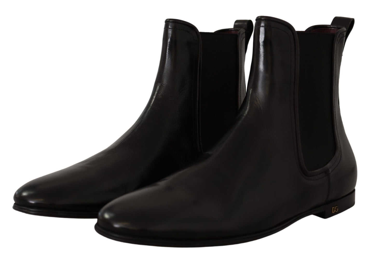 Elegant Derby Slip-On Leather Boots in Black