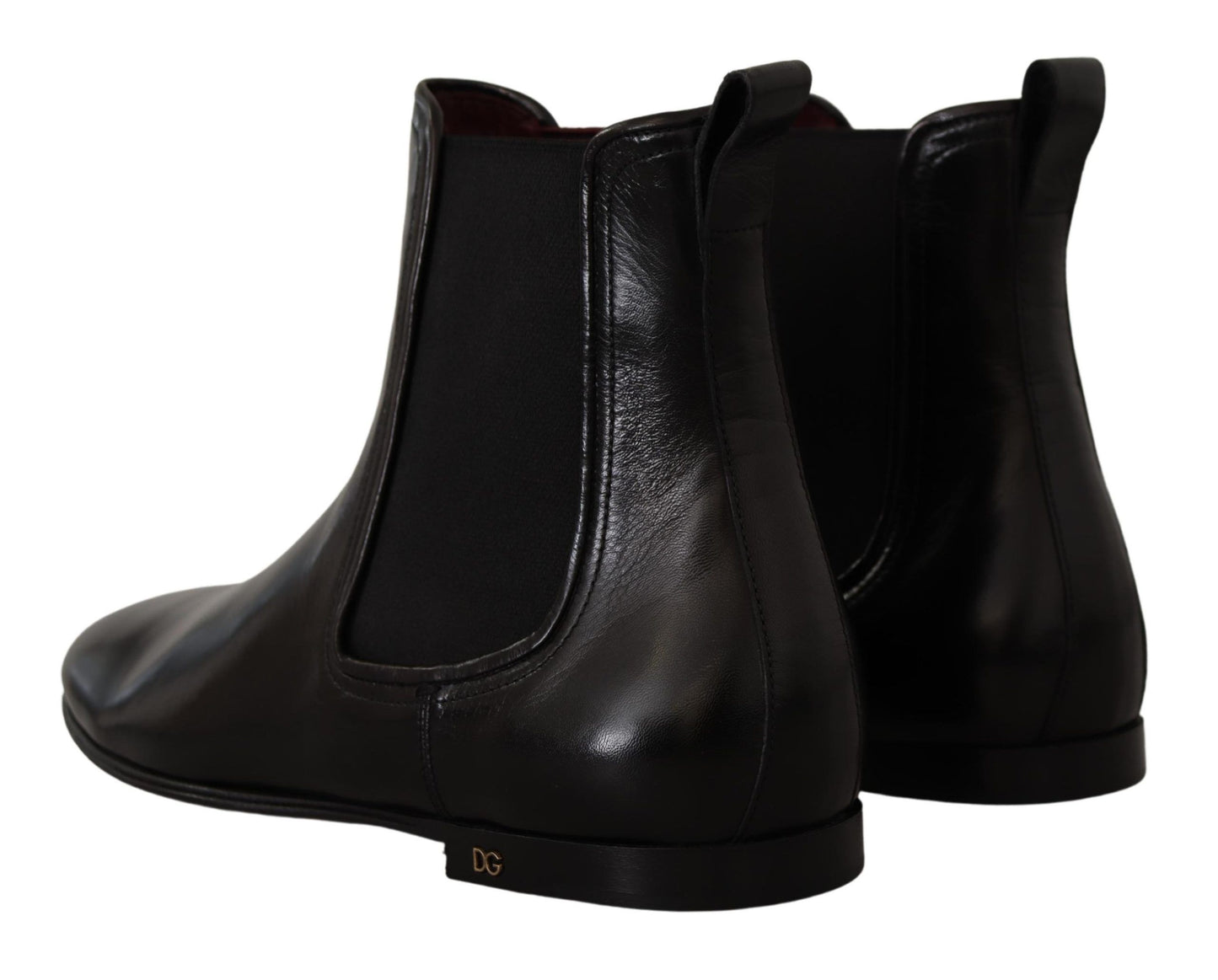 Elegant Derby Slip-On Leather Boots in Black