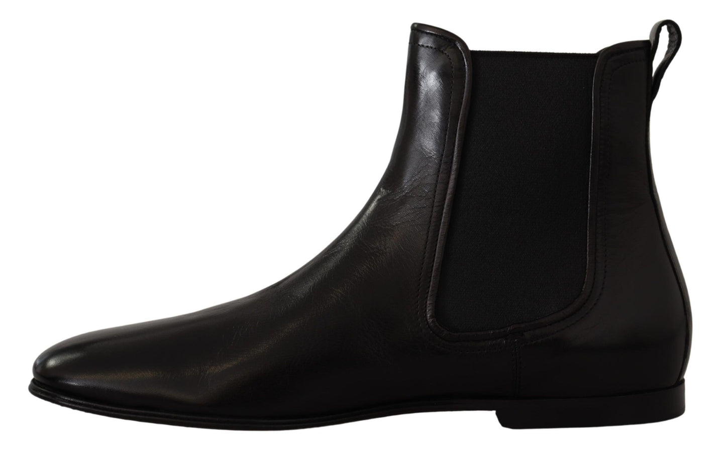 Elegant Derby Slip-On Leather Boots in Black