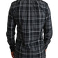 Elegant Gray Checkered Martini Dress Shirt