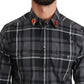 Elegant Gray Checkered Martini Dress Shirt