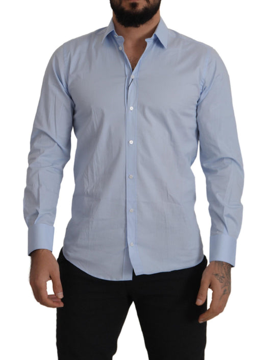 Luxurious Light Blue Cotton Martini Dress Shirt