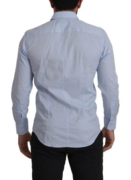 Luxurious Light Blue Cotton Martini Dress Shirt