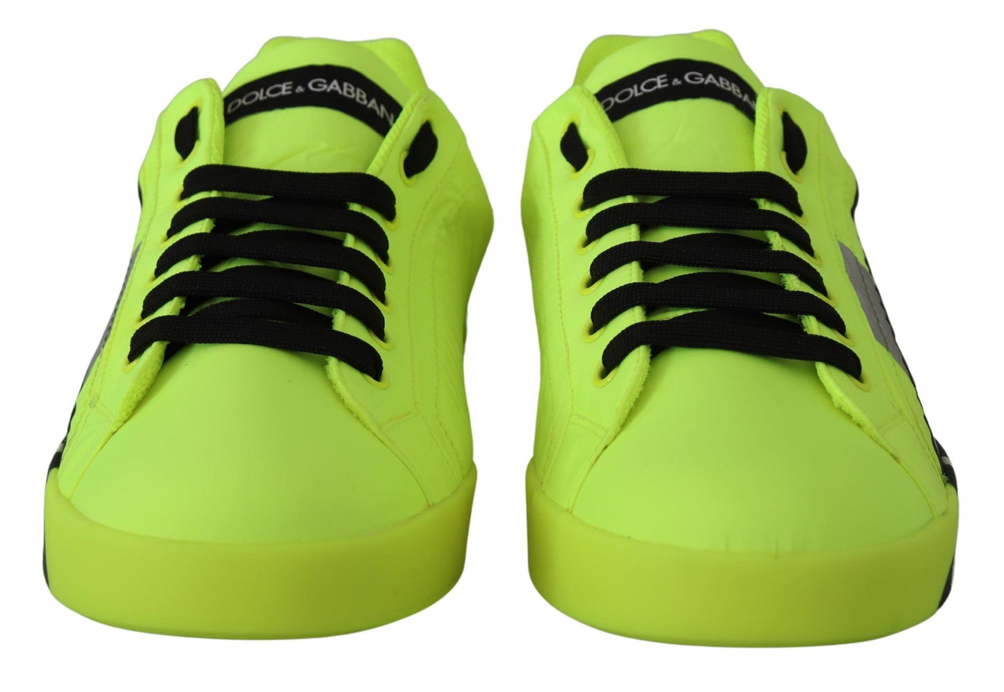 Neon Yellow Casual Sneakers with Black Logo Accents