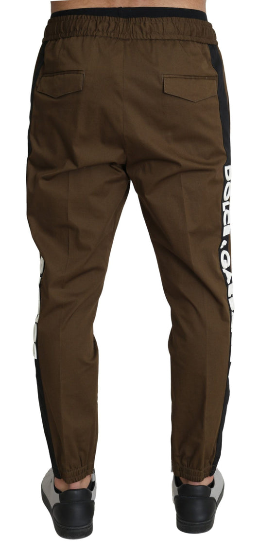 Elegant Brown Cotton Stretch Sweatpants