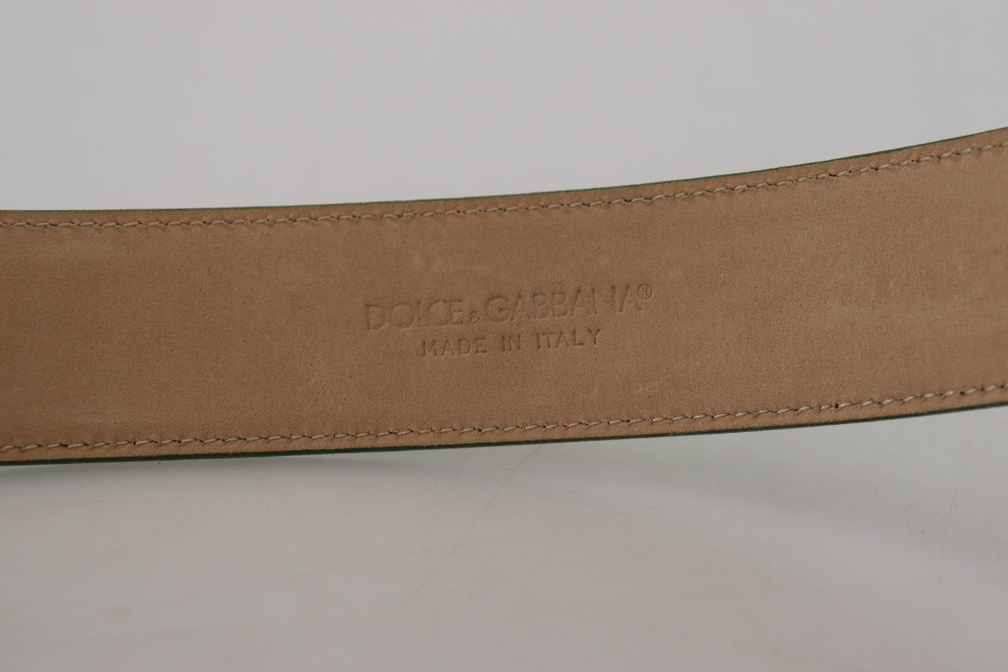 Elegant Green Leather Belt with Gold Buckle