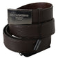 Elegant Brown Leather Belt with Silver Buckle