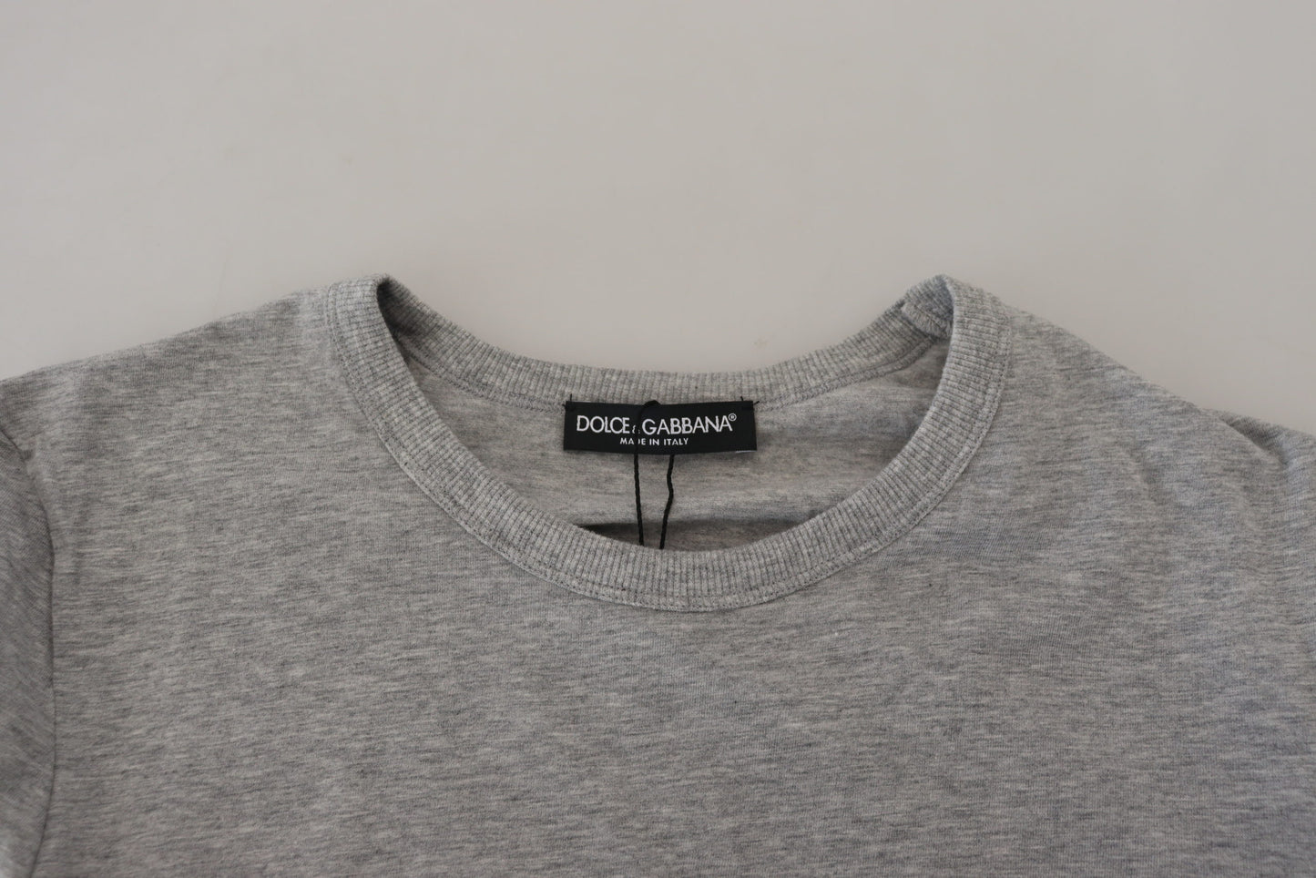 Elegant Gray Crewneck Cotton Tee