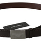 Elegant Brown Leather Belt with Silver Buckle