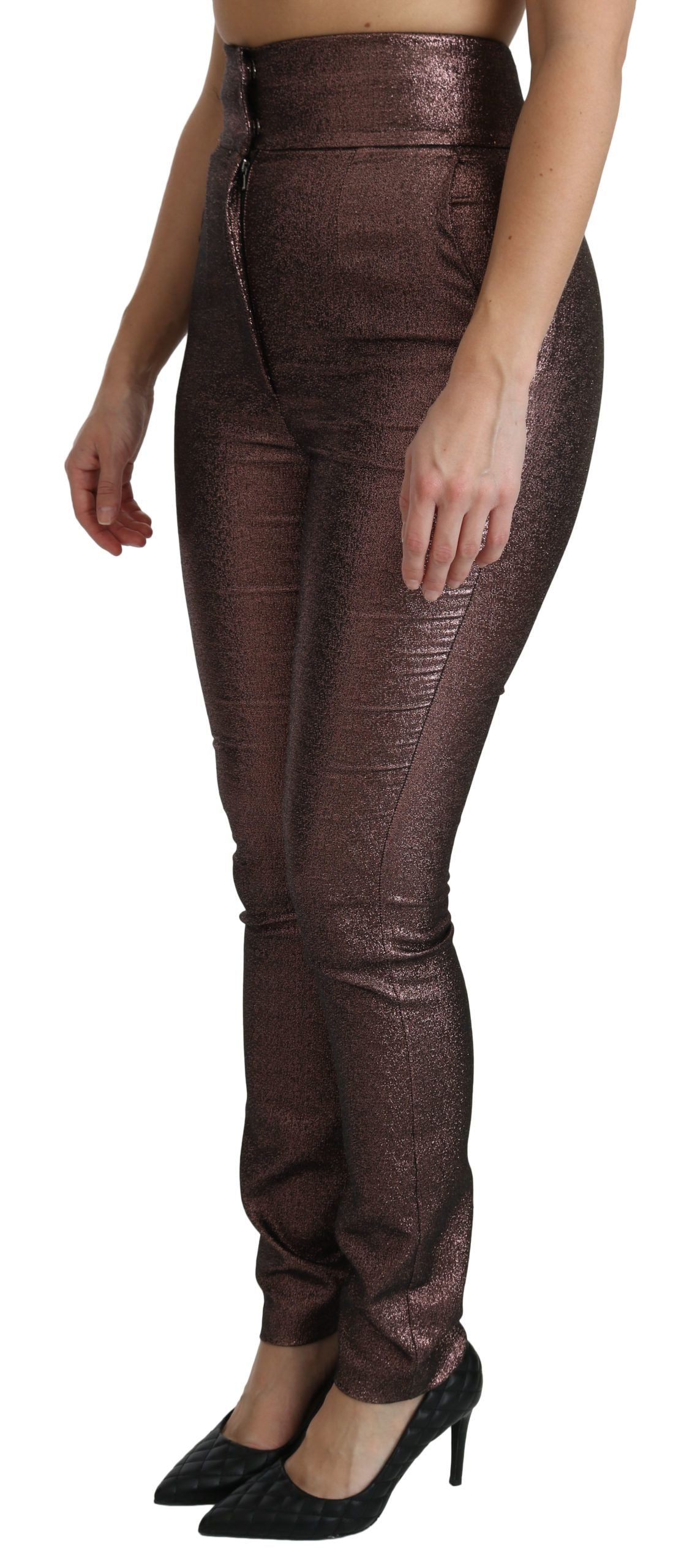 High Waist Slim Fit Metallic Pants