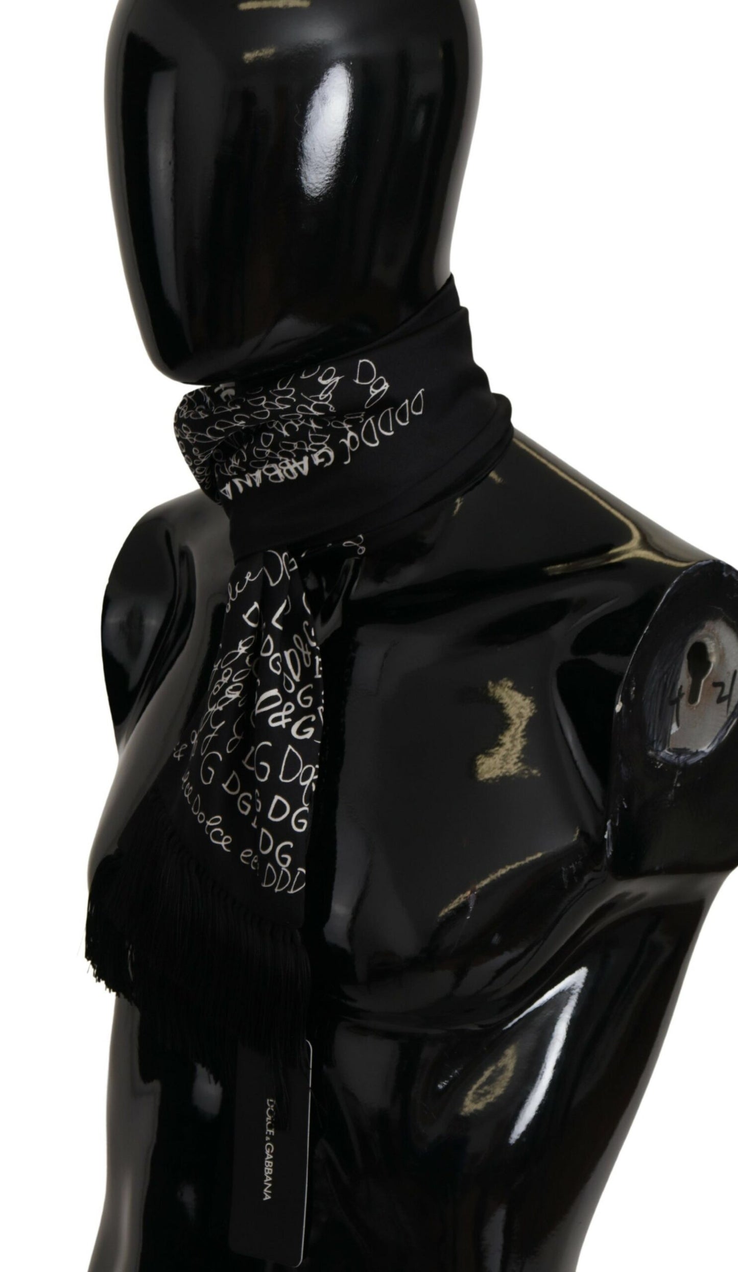 Elegant Silk Black Doodle Scarf for Men