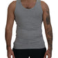 Gray Cotton Sleeveless Logo Men T-shirt