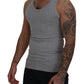 Gray Cotton Sleeveless Logo Men T-shirt
