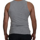 Gray Cotton Sleeveless Logo Men T-shirt