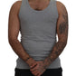 Gray Cotton Sleeveless Logo Men T-shirt