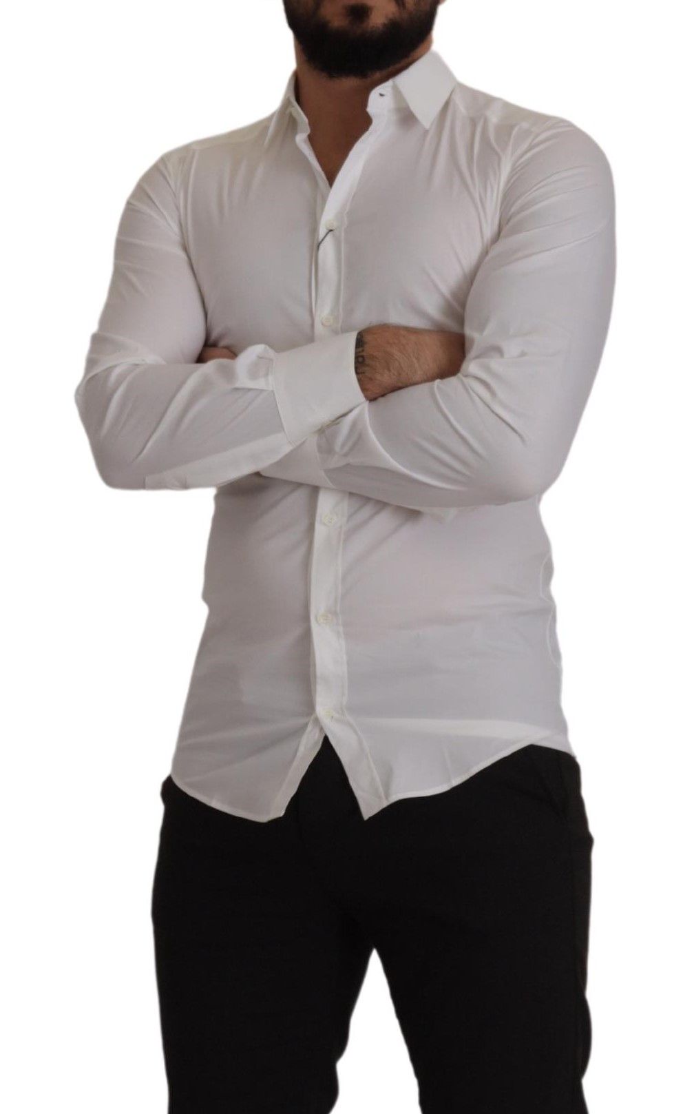 White Stretch GOLD Slim Fit Dress Shirt