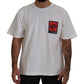 White Printed Short Sleeves Men T-shirt