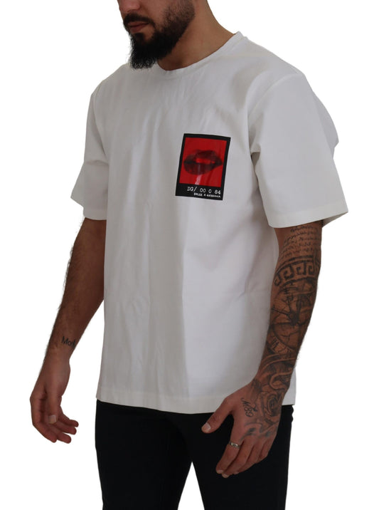 White Printed Short Sleeves Men T-shirt