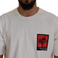 White Printed Short Sleeves Men T-shirt