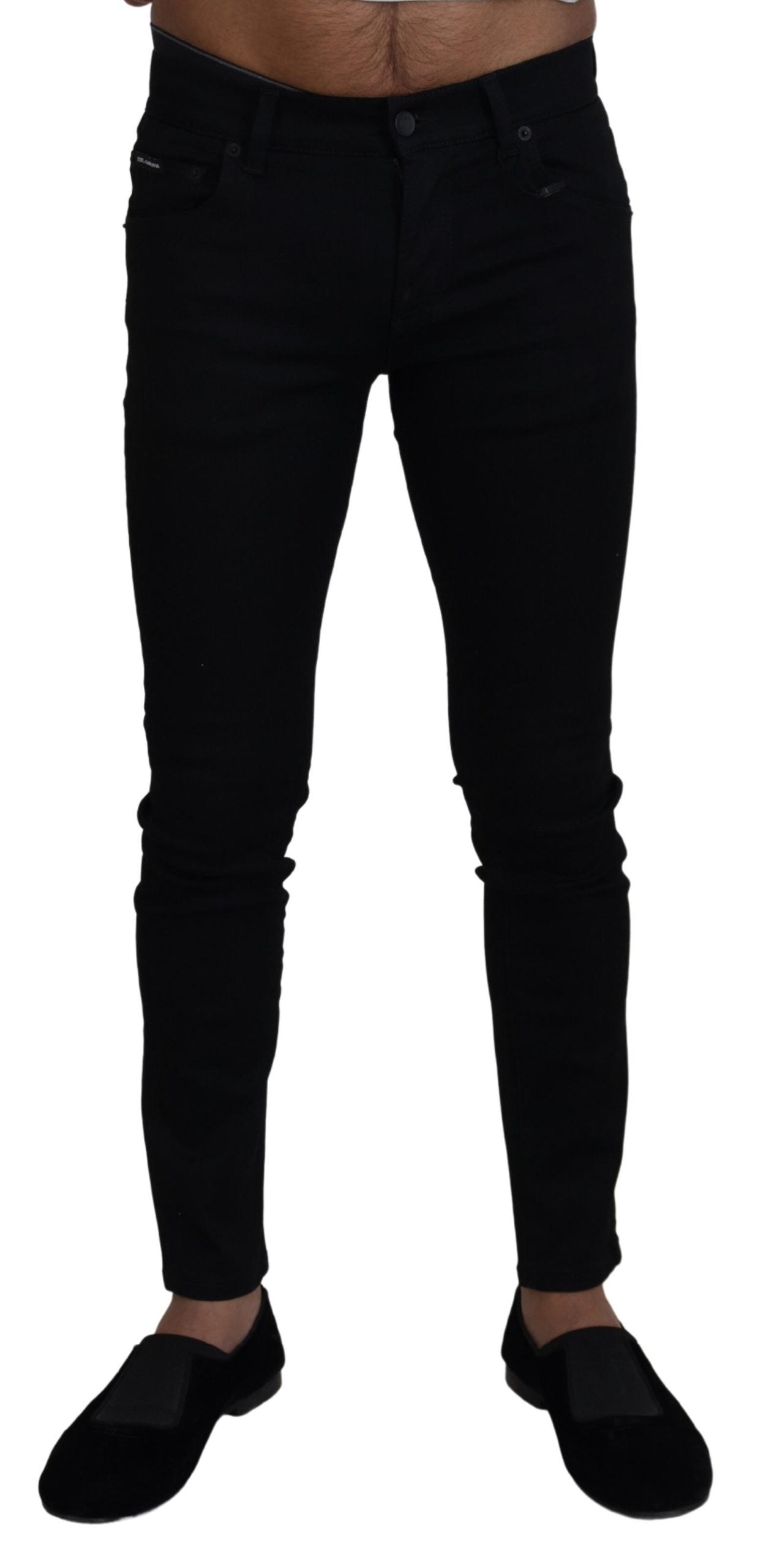 Elegant Black Cotton Blend Jeans