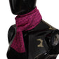 Magenta Geometric Patterned Shawl Fringe Silk Scarf