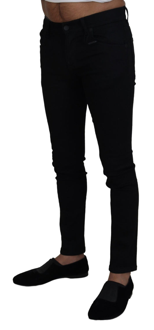 Elegant Black Cotton Blend Jeans