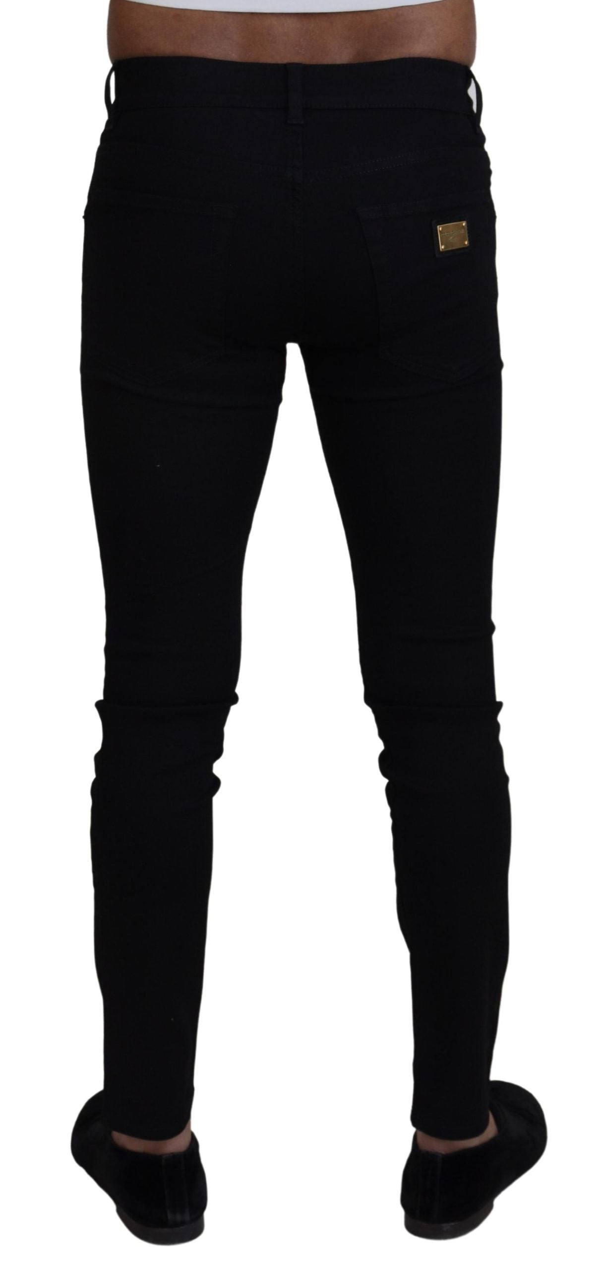 Elegant Black Cotton Blend Jeans