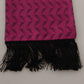 Magenta Geometric Patterned Shawl Fringe Silk Scarf