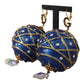 Blue Christmas Ball Crystal Hook Gold Brass Earrings