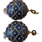 Blue Christmas Ball Crystal Hook Gold Brass Earrings