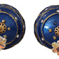 Blue Christmas Ball Crystal Hook Gold Brass Earrings