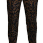 Opulent Gold and Black Jacquard Dress Pants