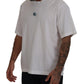 White Cotton Blue Crystal Men T-shirt