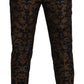 Opulent Gold and Black Jacquard Dress Pants
