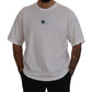 White Cotton Blue Crystal Men T-shirt