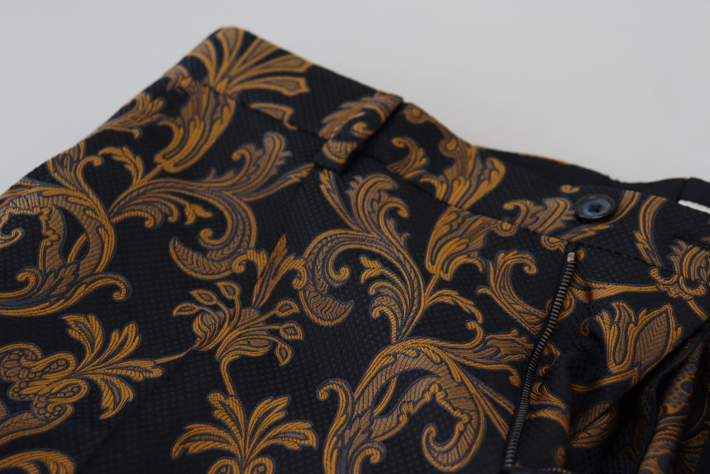 Opulent Gold and Black Jacquard Dress Pants