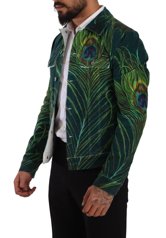 Elegant Peacock Print Short Jacket