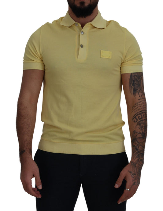 Elegant Yellow Cotton Collared Tee