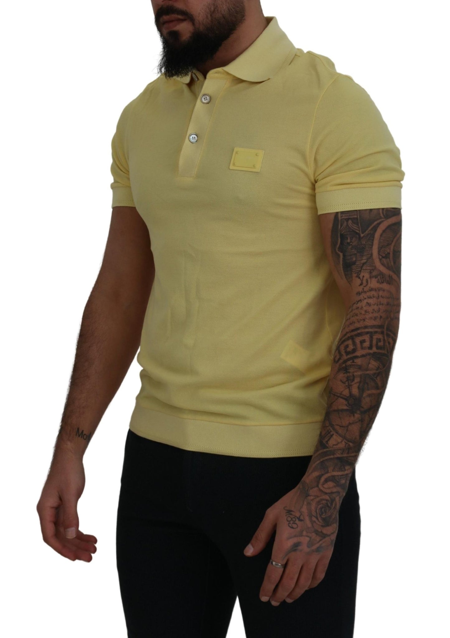 Elegant Yellow Cotton Collared Tee