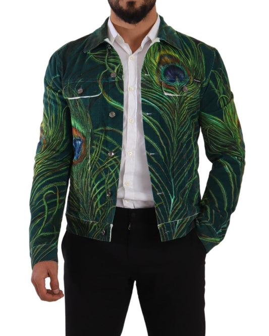 Elegant Peacock Print Short Jacket