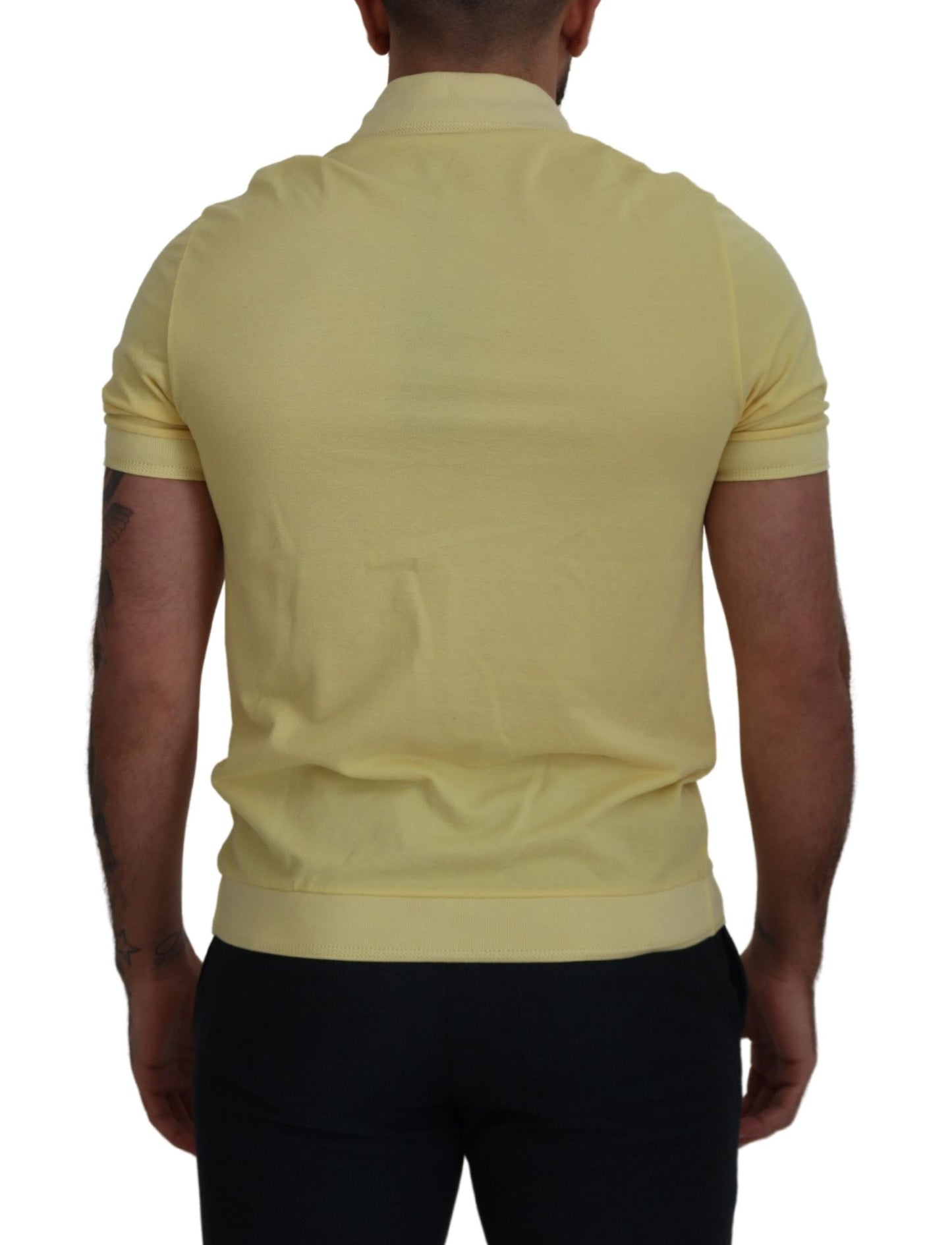 Elegant Yellow Cotton Collared Tee