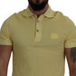Elegant Yellow Cotton Collared Tee